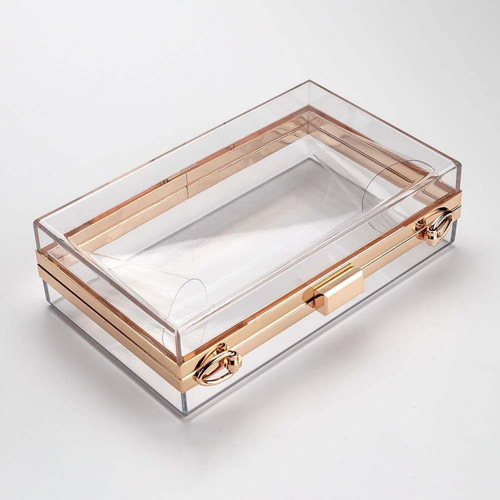 Cute Transparent Acrylic Shoulder Bag Clear Crossbody Evening Clutch Purse Handbag with 2 Gold Chain for Women