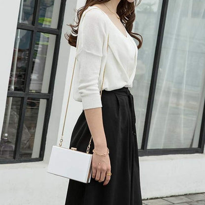 Cute Transparent Acrylic Shoulder Bag Clear Crossbody Evening Clutch Purse Handbag with 2 Gold Chain for Women