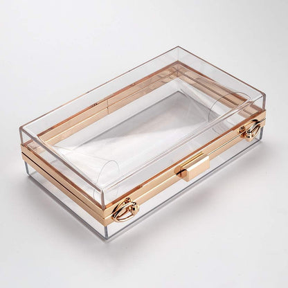 Cute Transparent Acrylic Shoulder Bag Clear Crossbody Evening Clutch Purse Handbag with 2 Gold Chain for Women