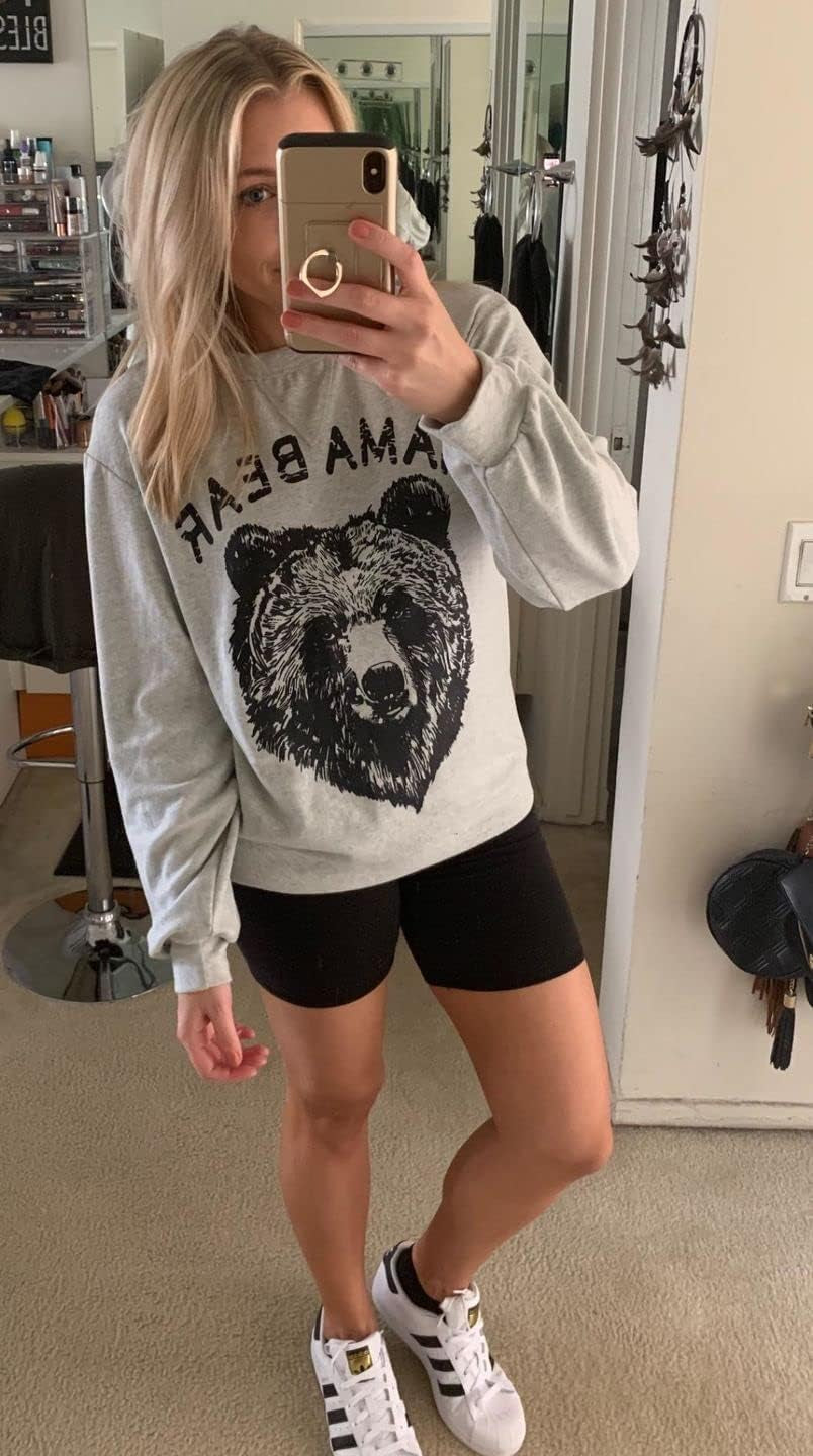 Womens Mama Sweatshirt Crewneck Loose Fit Soft Cute Long Sleeve Tops Ladies Graphic Casual Fall Mom Shirts