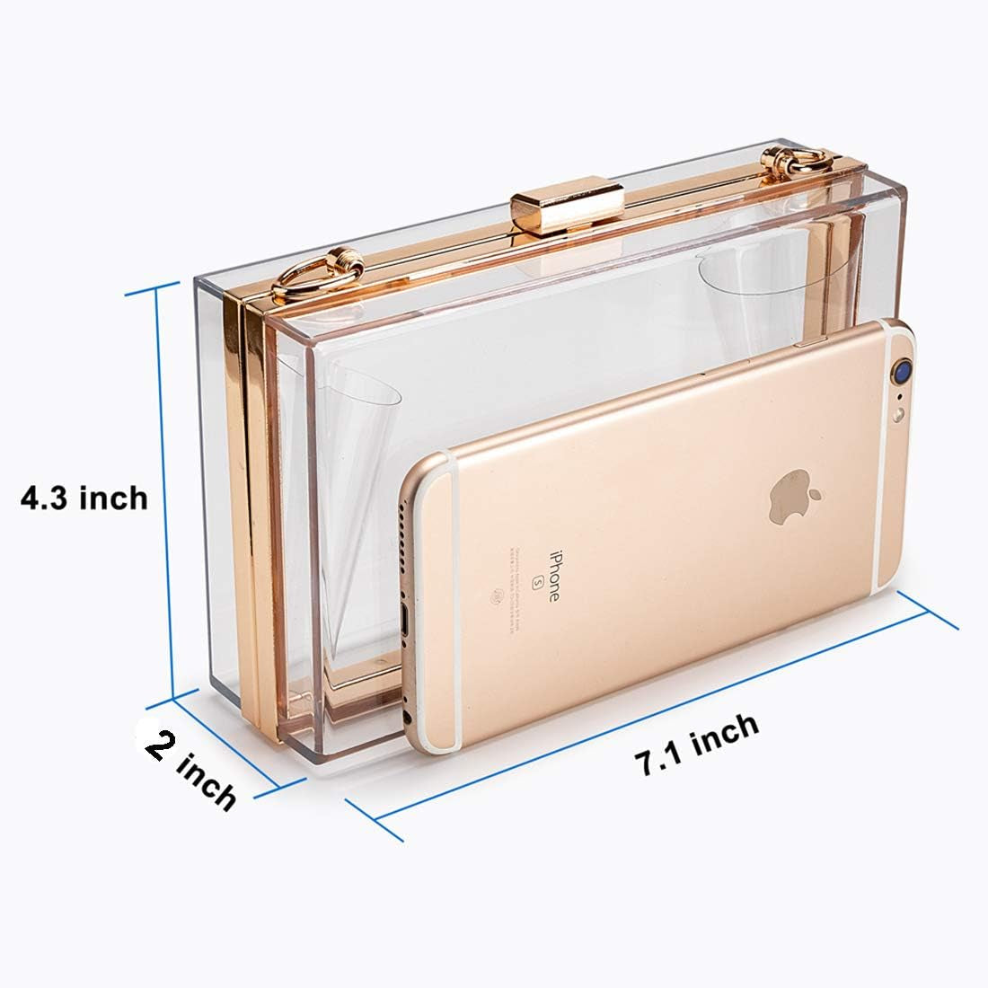 Cute Transparent Acrylic Shoulder Bag Clear Crossbody Evening Clutch Purse Handbag with 2 Gold Chain for Women